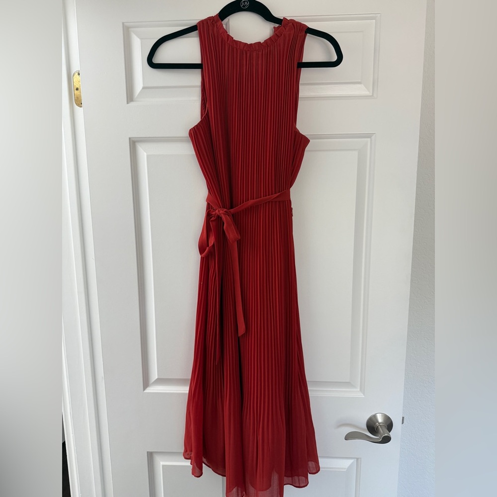 Elegant, but casual Orange (Rust) Pleated Dress